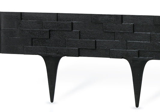 Black Plastic Palisade Lawn Border with Slate Texture 2.38m