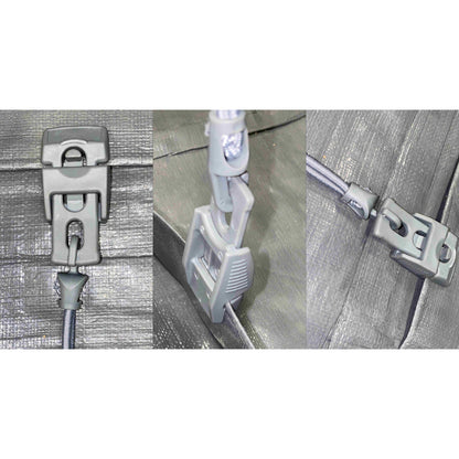 Pack of 10 Grey Slide-Style Tarpaulin Clips