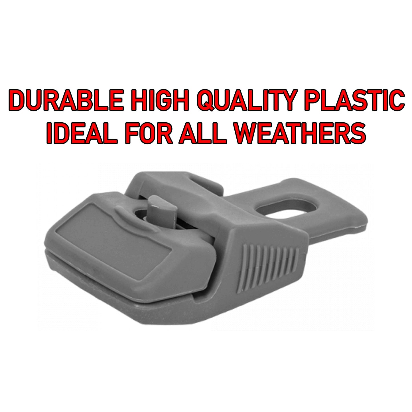 Pack of 10 Grey Slide-Style Tarpaulin Clips