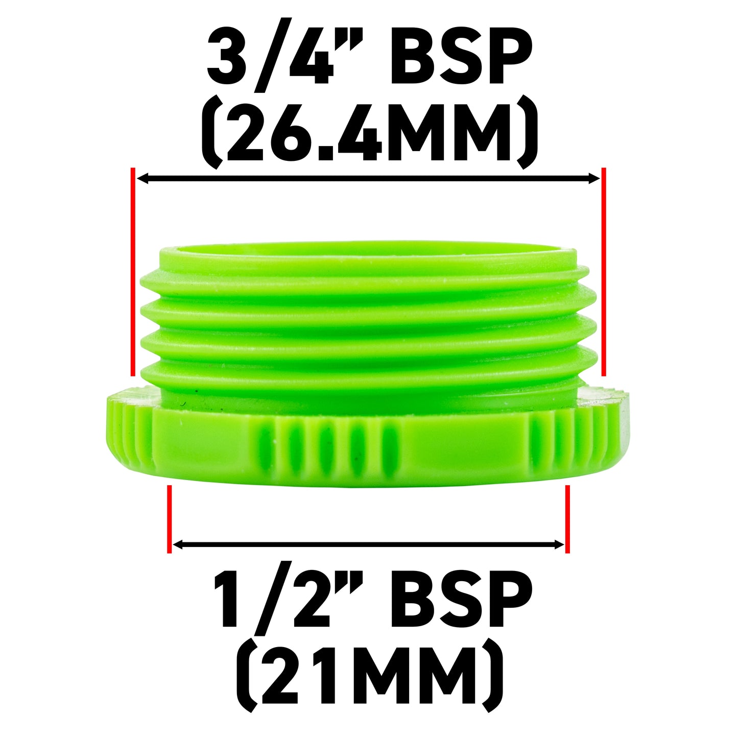 Green/Grey Female Tap Fitting Compatible with 3/4" or ½" BSP Female Threads