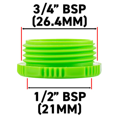 Green/Grey Female Tap Fitting Compatible with 3/4" or ½" BSP Female Threads