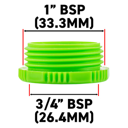 Green/Grey Female Tap Fitting Compatible with 1" or 3/4" BSP Female Threads