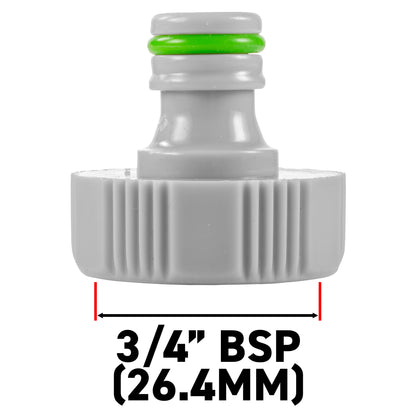 Green/Grey Female Tap Fitting Compatible with 3/4" or ½" BSP Female Threads