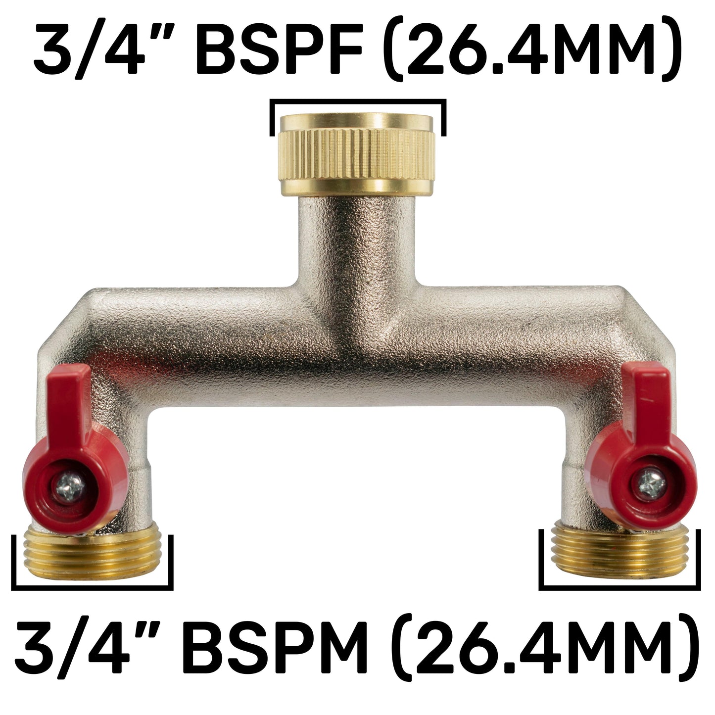 3/4" BSP Brass Dual Tap Splitter