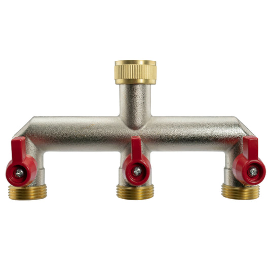 Brass Three-Way Tap Splitter 3/4" BSP