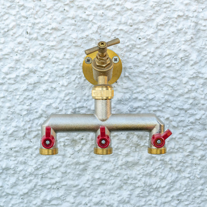 Brass Three-Way Tap Splitter 3/4" BSP