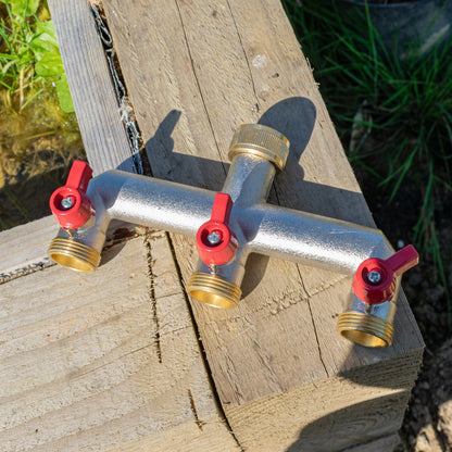 Brass Three-Way Tap Splitter 3/4" BSP
