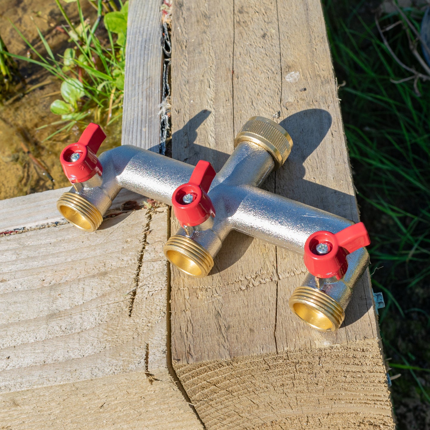 Brass Three-Way Tap Splitter 3/4" BSP