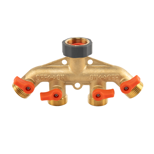Brass 4-Way Tap Splitter – 3/4" BSP
