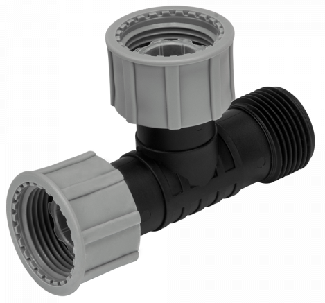 1" BSP Swivel Tee Connector – Male x Female x Female