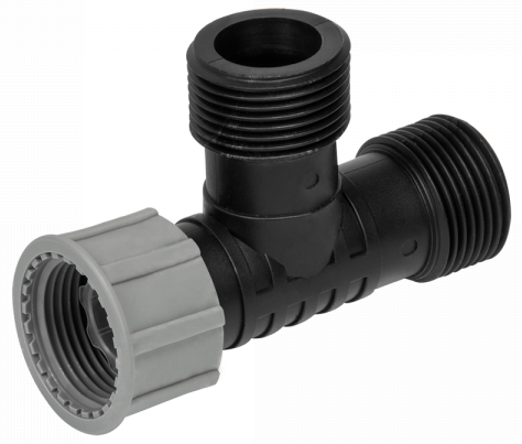 1" BSP Swivel Tee Connector – Male x Male x Female