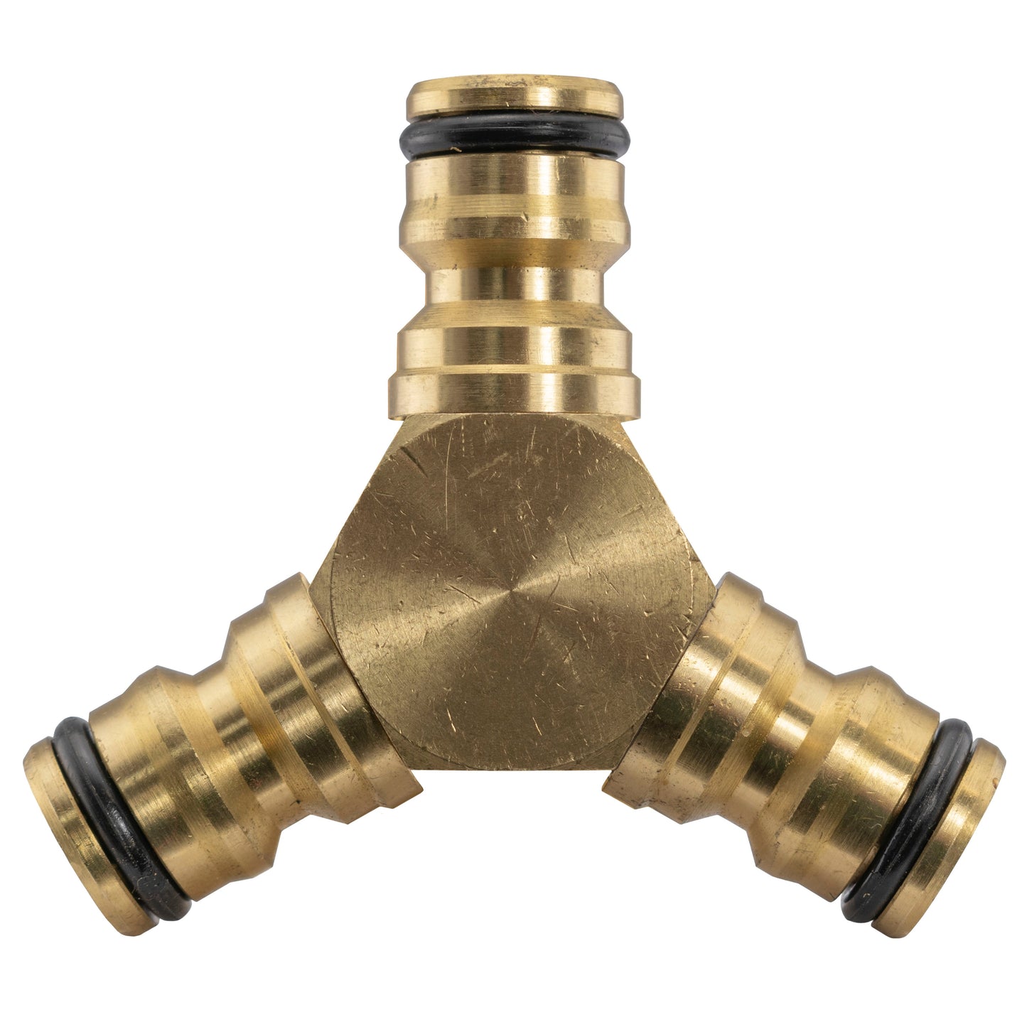 Brass 3‑Outlet Male Snap‑On Hose Connector