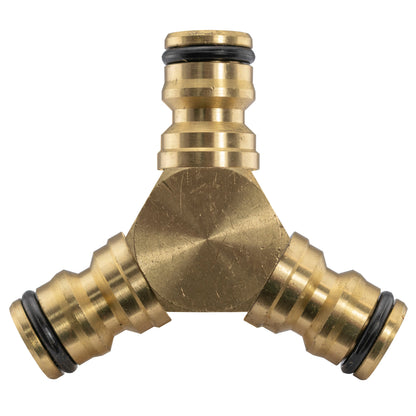 Brass 3‑Outlet Male Snap‑On Hose Connector