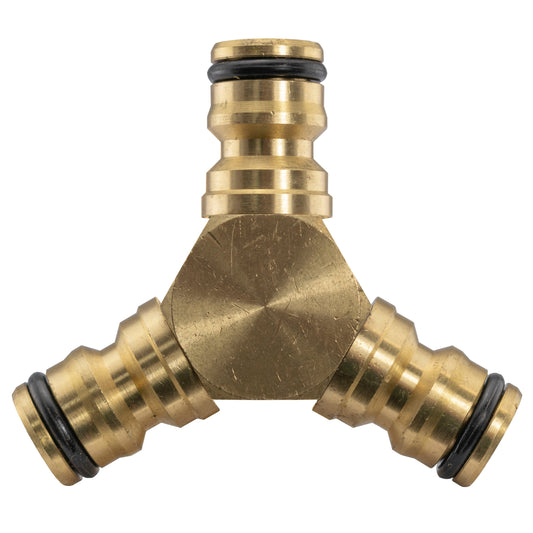 Brass 3‑Outlet Male Snap‑On Hose Connector