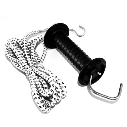 Horse Electric Fence Gate Kit 3.2m BLACK Handle Elastic Rope Paddock Fencing