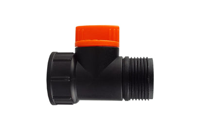 ¾" BSPM-F Tap Adapter with Integrated Valve Black/Orange