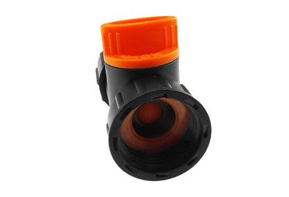 ¾" BSPM-F Tap Adapter with Integrated Valve Black/Orange