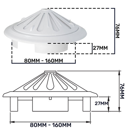 80mm-160mm Adjustable White Round Louvre Vent