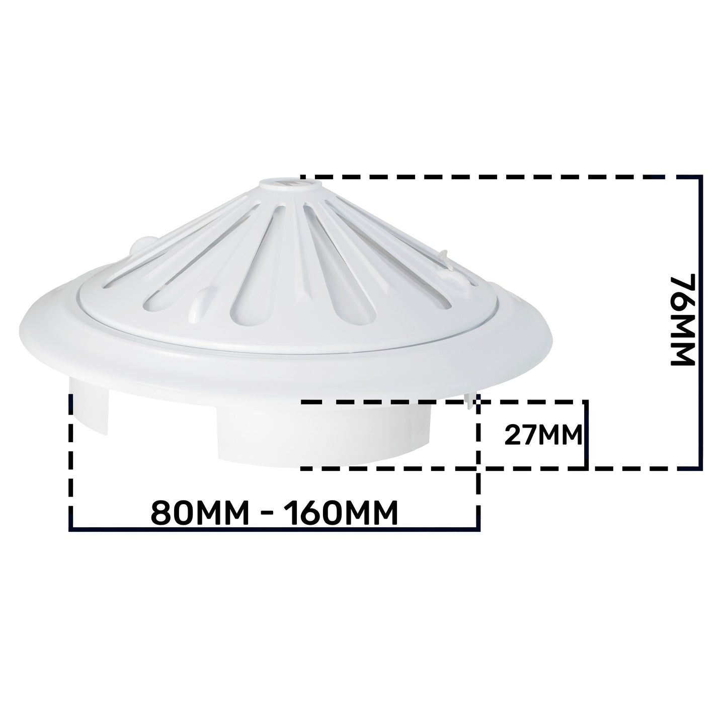 80mm-160mm Adjustable White Round Louvre Vent