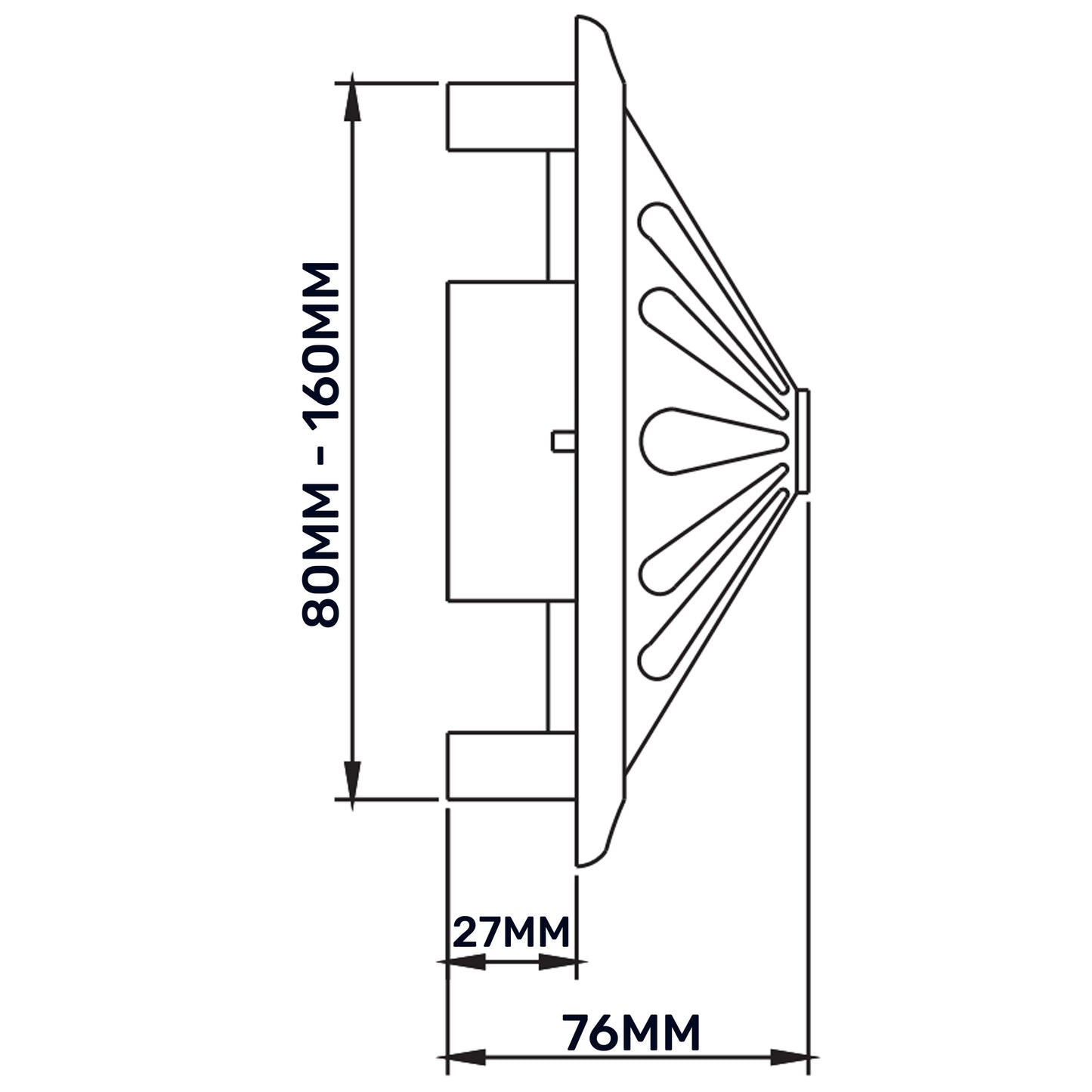 80mm-160mm Adjustable White Round Louvre Vent