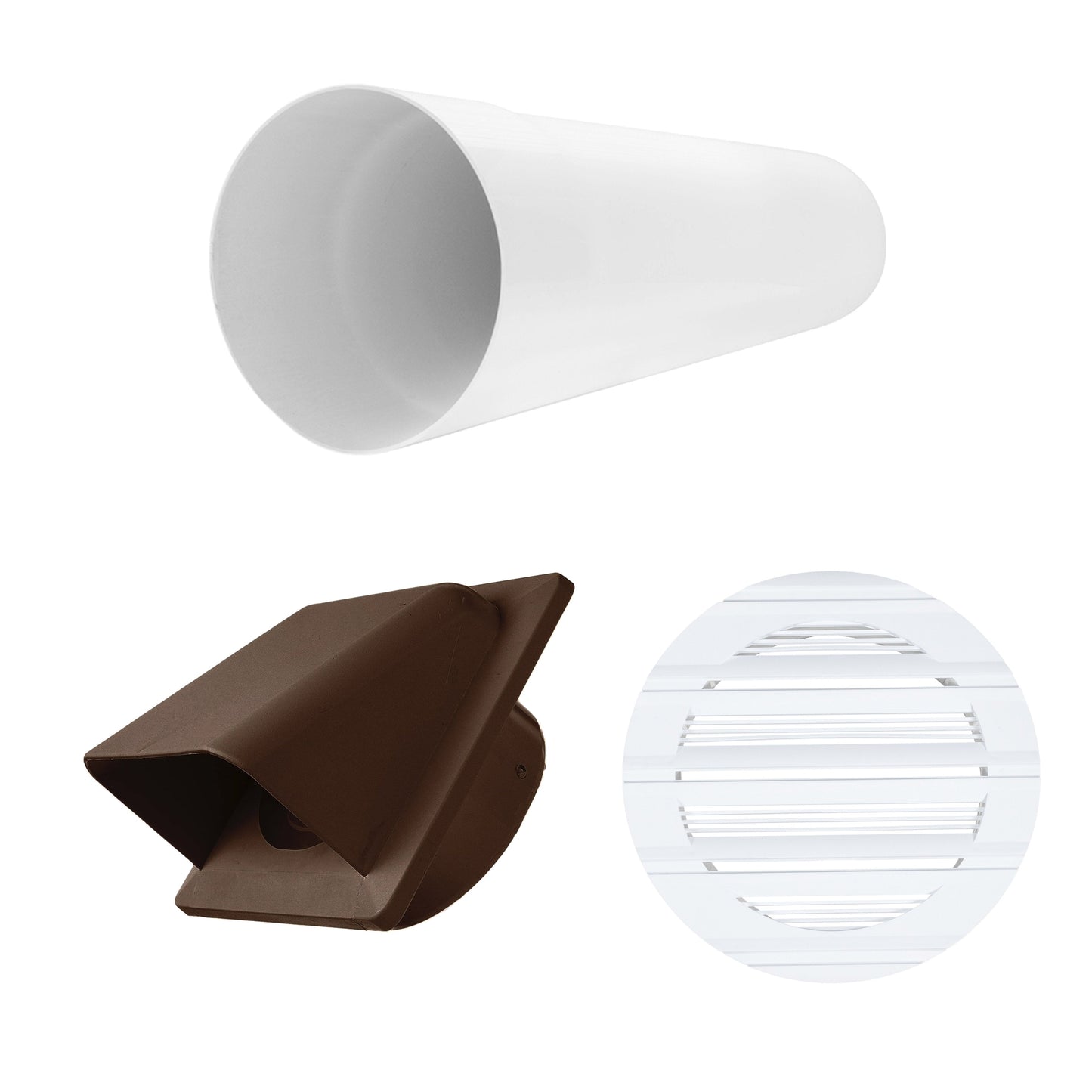 Round Through-Wall Ventilation Set with Bella Interior Grille and Brown External Vent