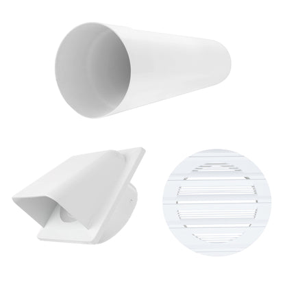 Round Through-Wall Ventilation Set with Bella Interior Grille and White External Vent