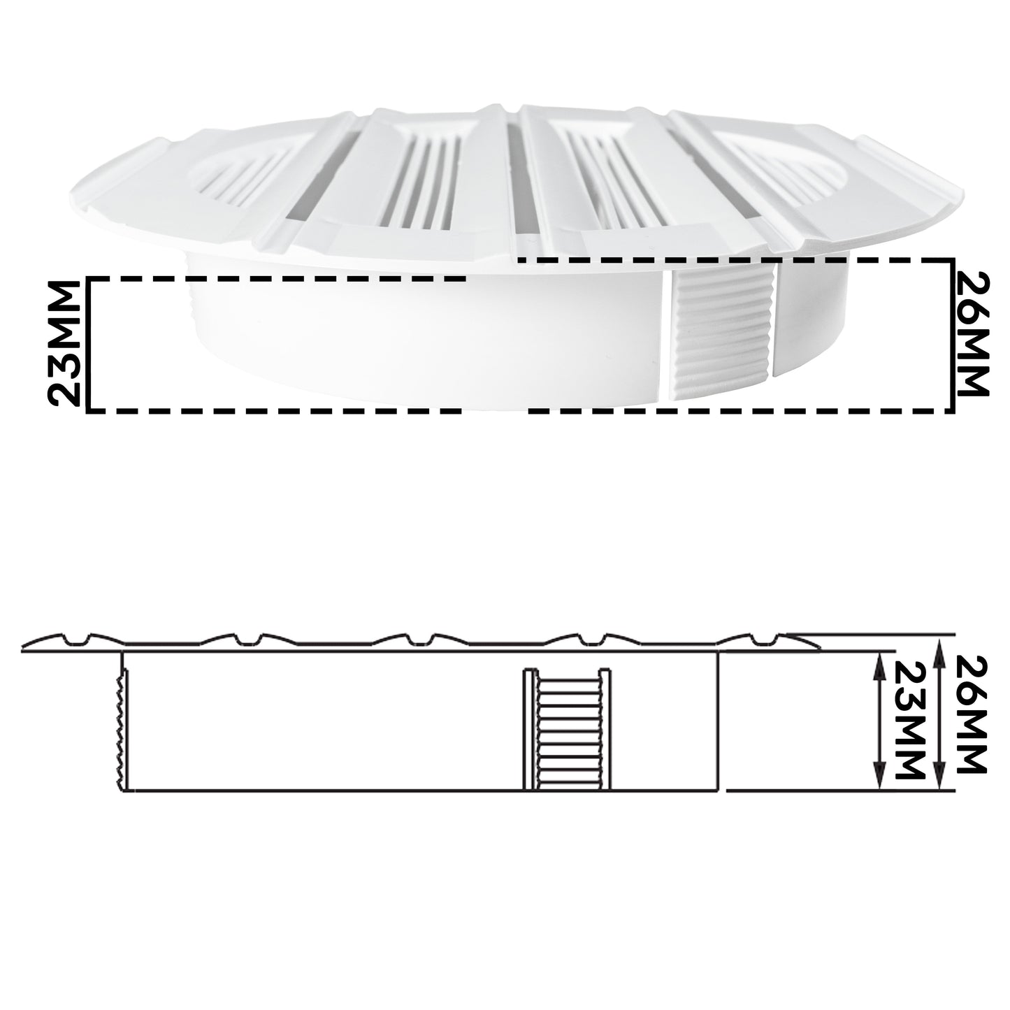 100mm White Round Bella Louvre Vent
