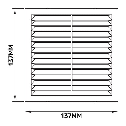 140mm x 140mm Louvre Vent D/140W with Insect Screen