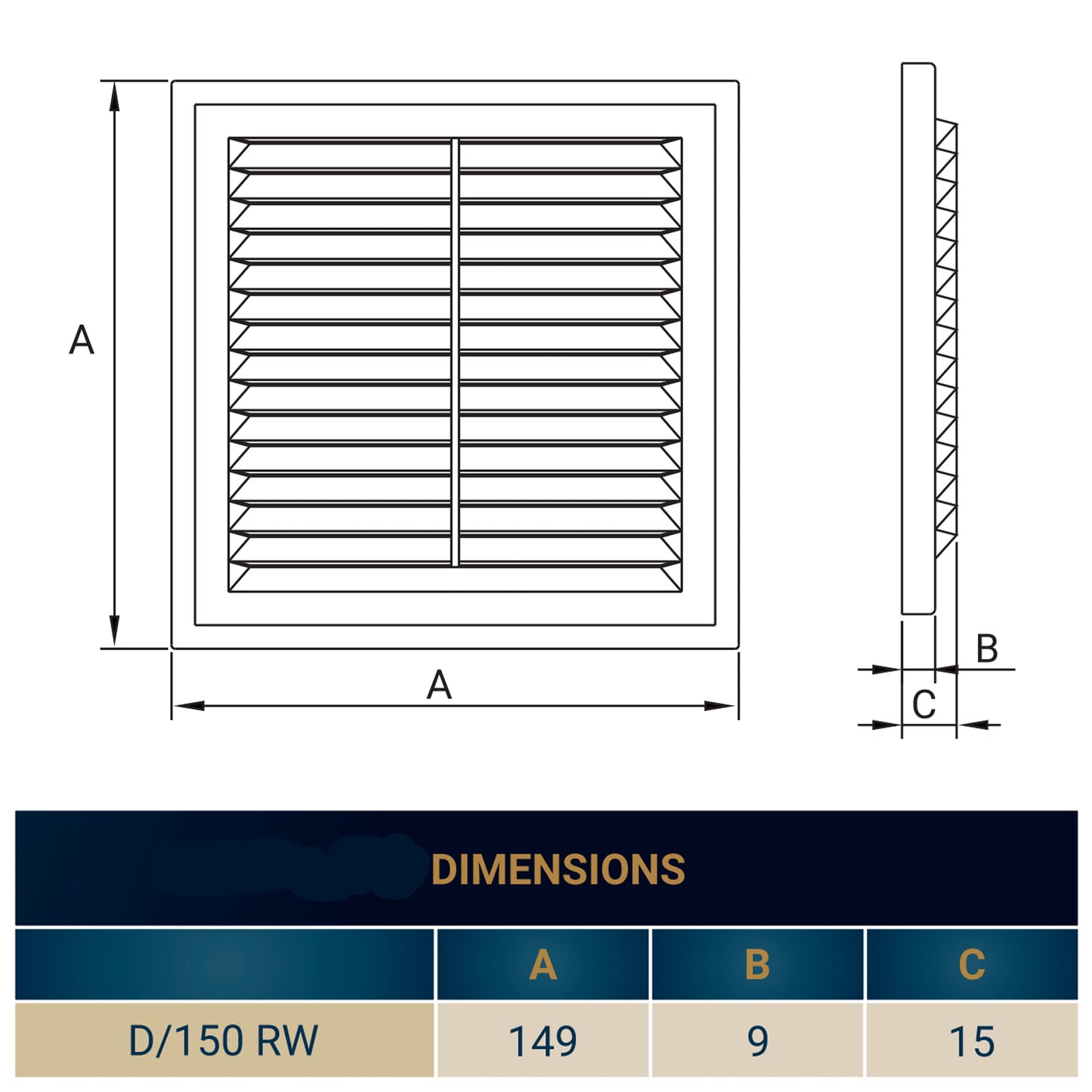 150mm Classic Louvre Vent D/150RW