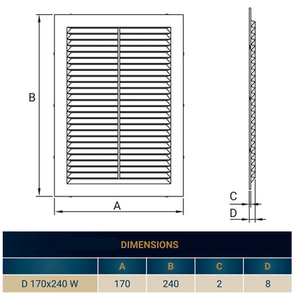 240mm x 170mm Louvre Vent D/170x240W with Insect Screen