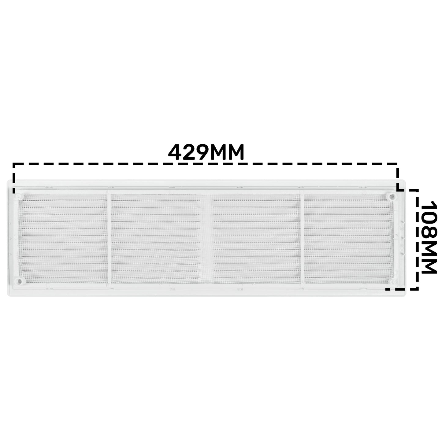 430mm x 110mm Classic Louvre Vent D/430X110RW with Insect Screen
