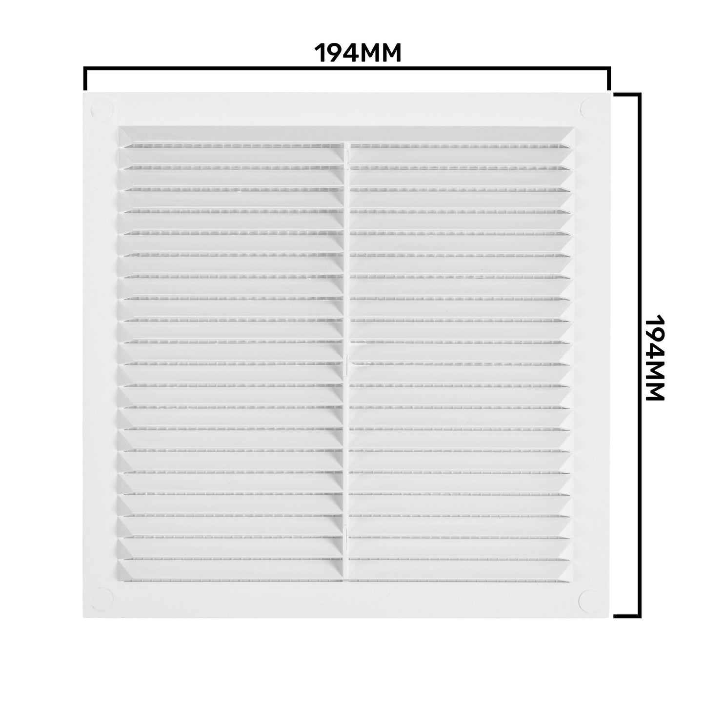195mm x 195mm Louvre Vent D/195W with Insect Screen