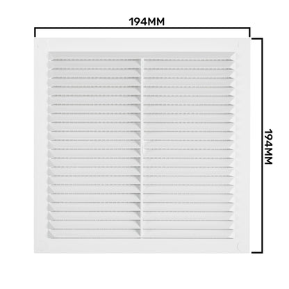 195mm x 195mm Louvre Vent D/195W with Insect Screen