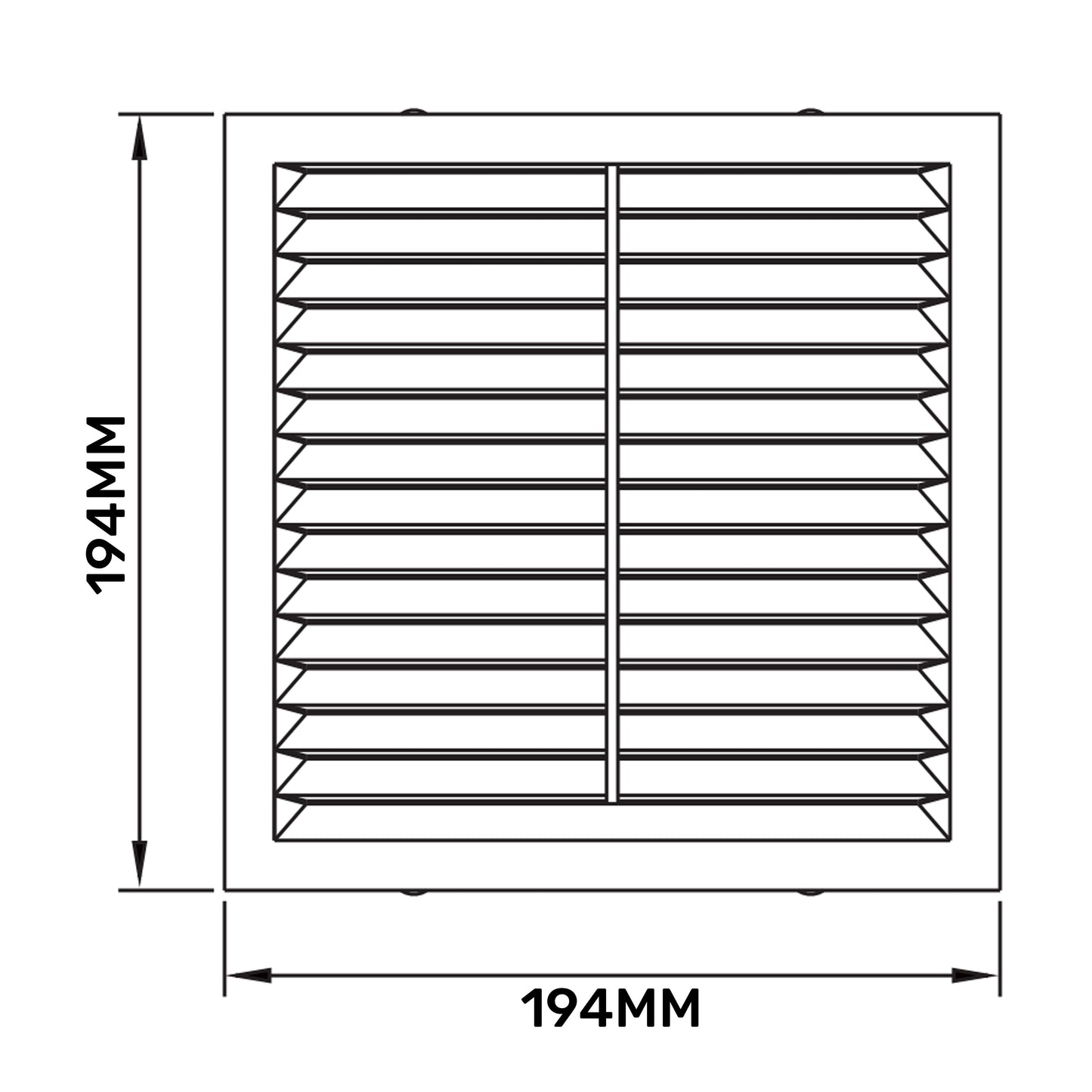 195mm x 195mm Louvre Vent D/195W with Insect Screen