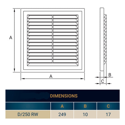 250mm Classic Louvre Vent D/250RW