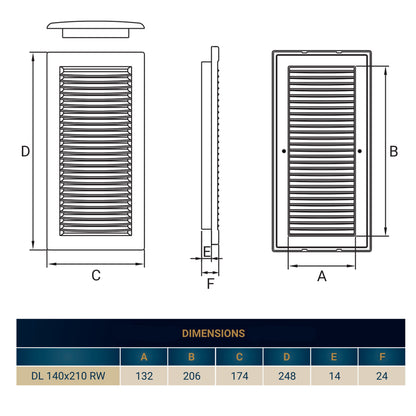 White Louvre Vent DL/140X210 RW LUX with Insect Mesh