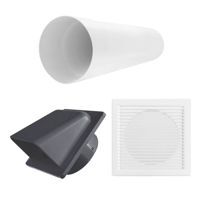 DL0163 Through-Wall Ventilation Set with Internal Louvre Grille and Graphite Exterior Cover