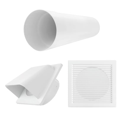 DL0163 Through-Wall Ventilation Set with Internal Louvre Grille and White Exterior Cover