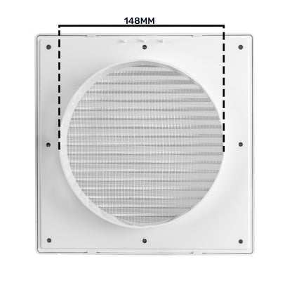 White Louvre Vent DL/150 RW LUX with Insect Mesh
