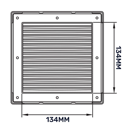 White Louvre Vent DL/135 RW LUX with Insect Mesh