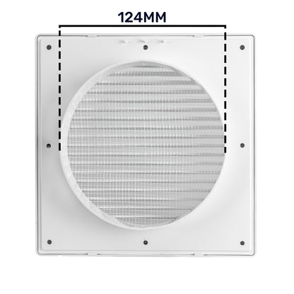 White Louvre Vent DL/125 RW LUX with Insect Mesh