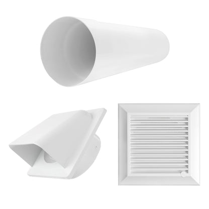 Duo Smart DS4178 Through-Wall Vent Set with Internal Grille and White External Cover