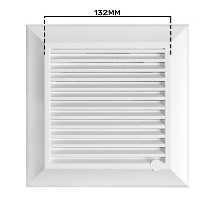 White Duo Smart Louvre Vent 135 fi 125mm with Insect Mesh