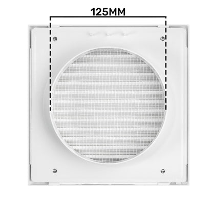 White Duo Smart Louvre Vent 135 fi 125mm with Insect Mesh