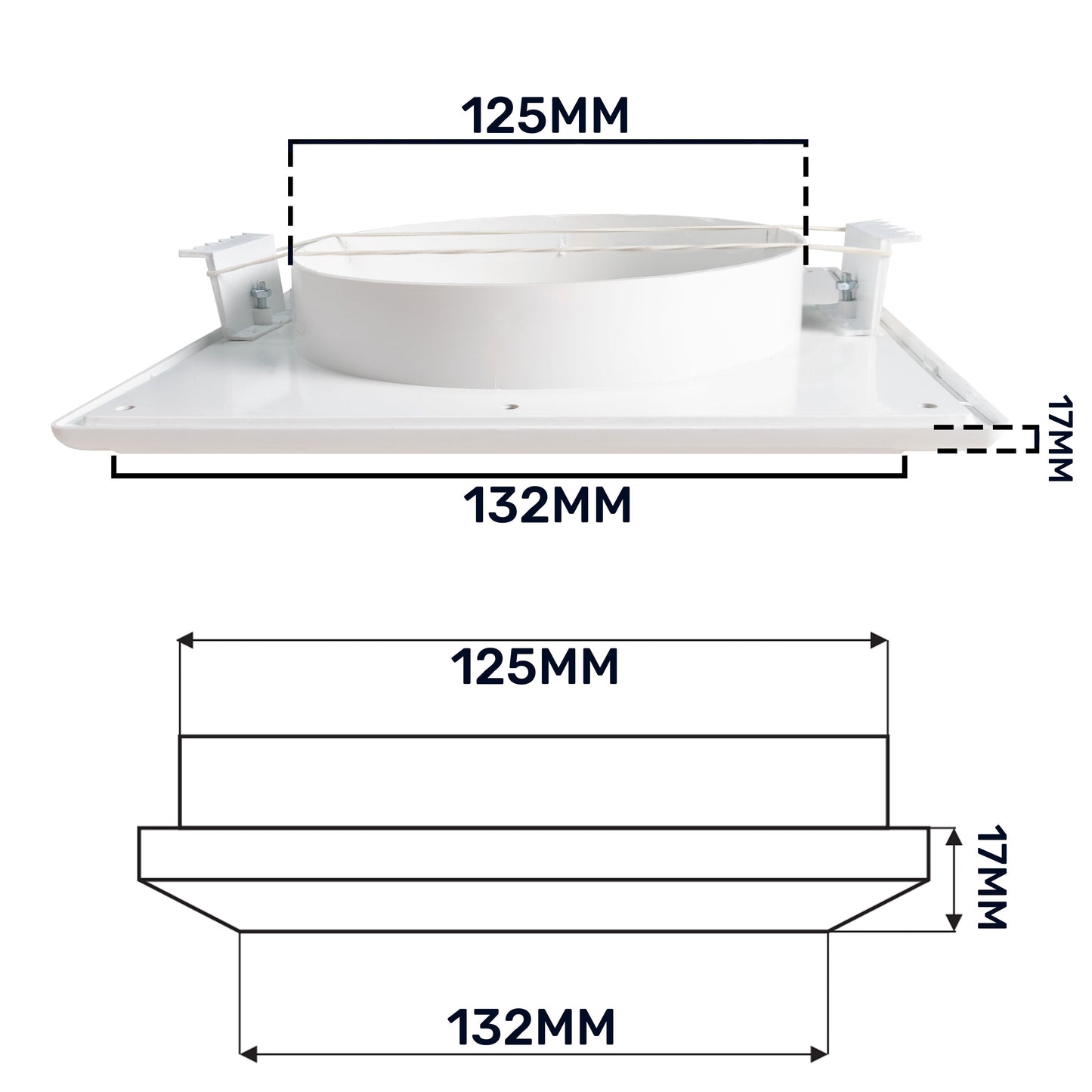 White Duo Smart Louvre Vent 135 fi 125mm with Insect Mesh