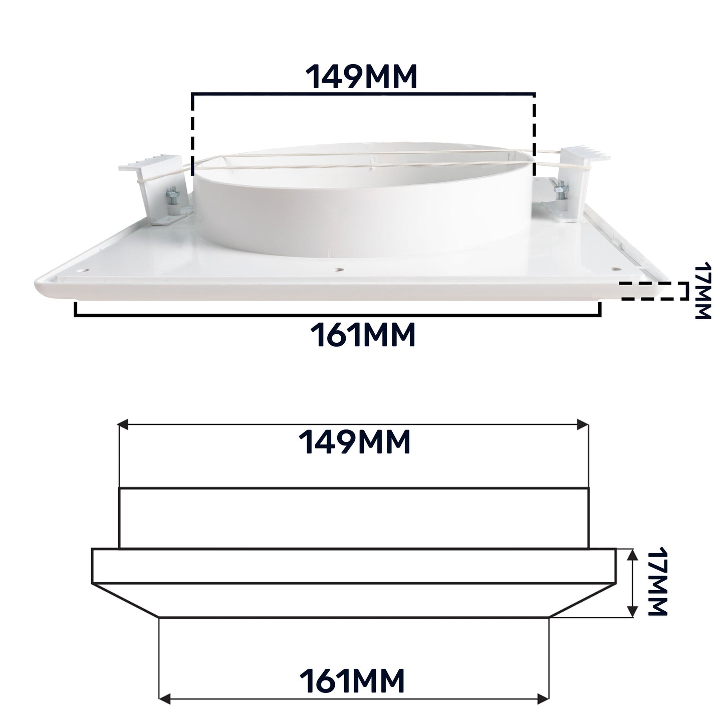 White Duo Smart Louvre Vent 165 fi 150mm with Insect Mesh