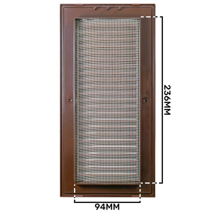 Brown Duo Smart Louvre Vent 90mm x 240mm with Insect Mesh