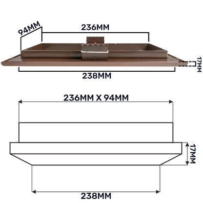Brown Duo Smart Louvre Vent 90mm x 240mm with Insect Mesh