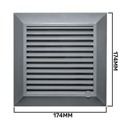 Graphite Duo Smart Louvre Vent 135G 135mm with Insect Mesh