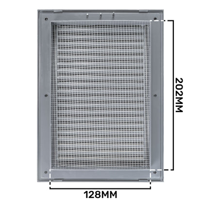 Graphite Duo Smart Louvre Vent 140mm x 210mm with Insect Mesh